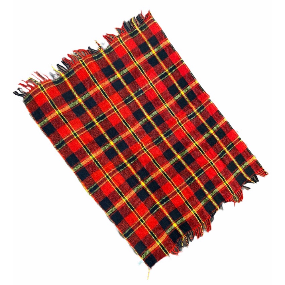 Vintage Beacon Mfg Red Plaid LAP Stadium BLANKET Throw